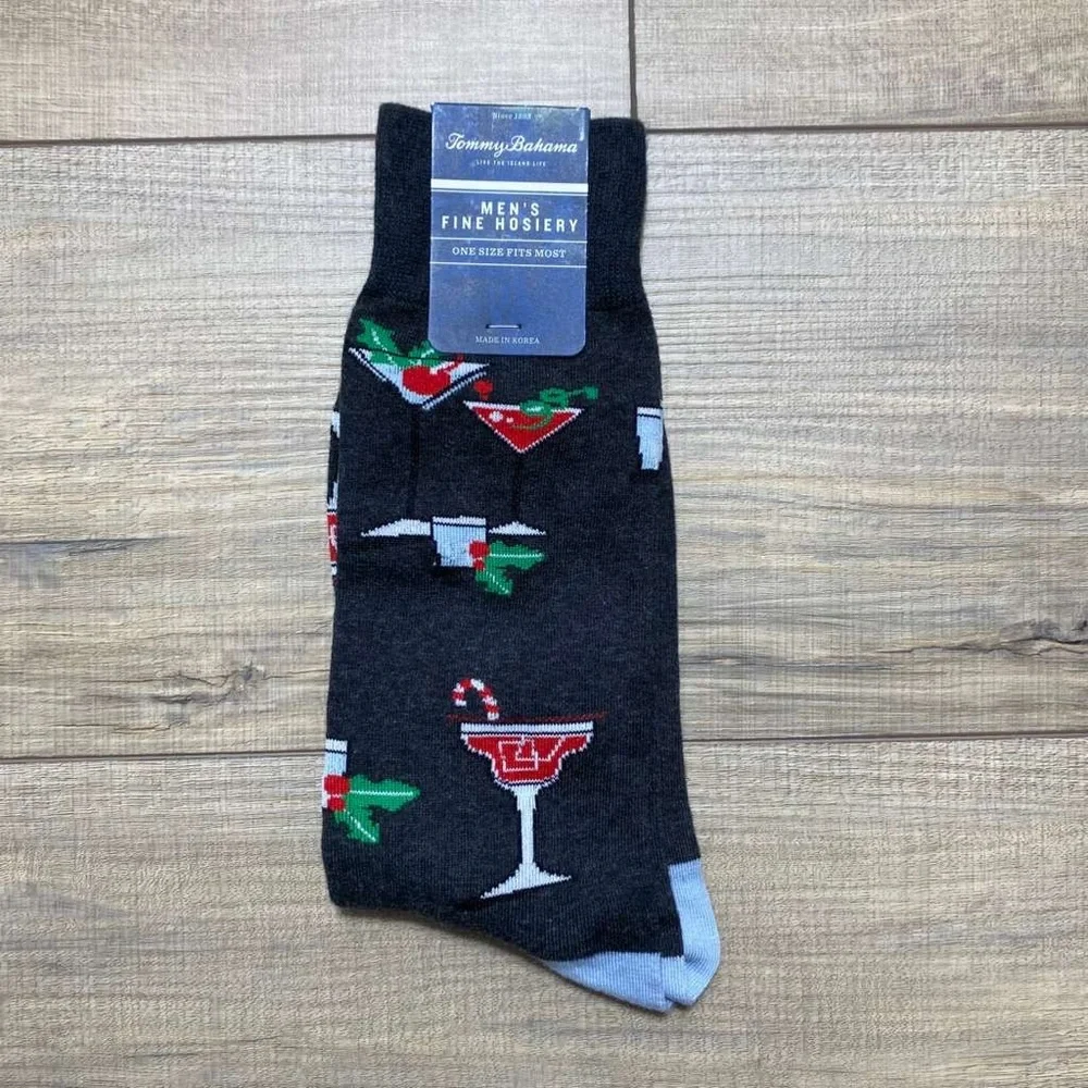 Tommy Bahama Mens Fine Hosiery Christmas Martini Cocktail Holiday Socks One Size